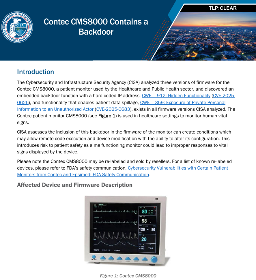 CMS 8000 backdoor